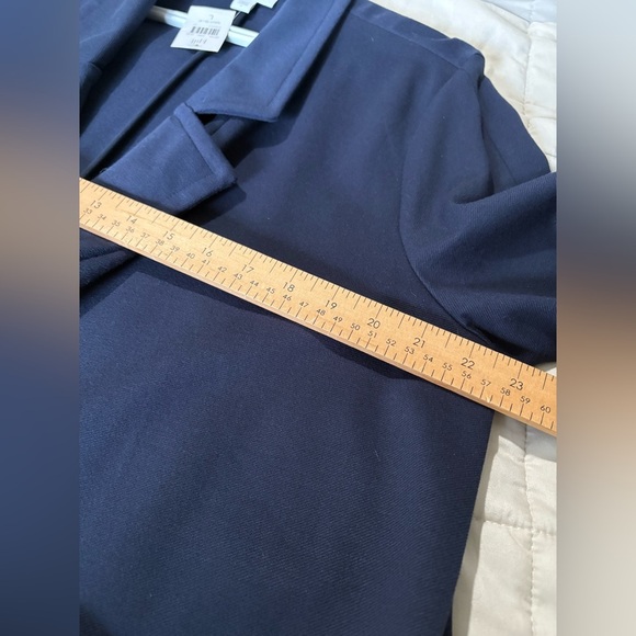 J. Jill NWT size large navy blue blazer jacket textured with stretch - Picture 6 of 10